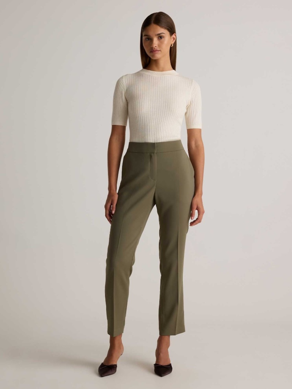 Quince stretch crepe ankle pant -green